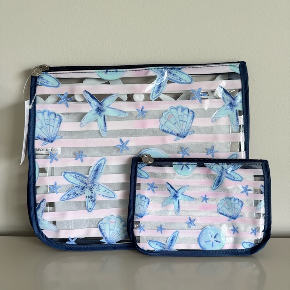 Bogg Bag Decorative Insert Pouches in Blue/Pink Seashells- new! - Picture 2 of 2